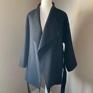 Mackage Tyra wool coat, Size: Large, Black with leather accents.